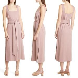 VINCE Belted Square Neck Midi Dress NWT Size Small Mauve